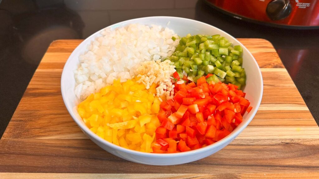 Vegetables for the slow cooker chili recipe