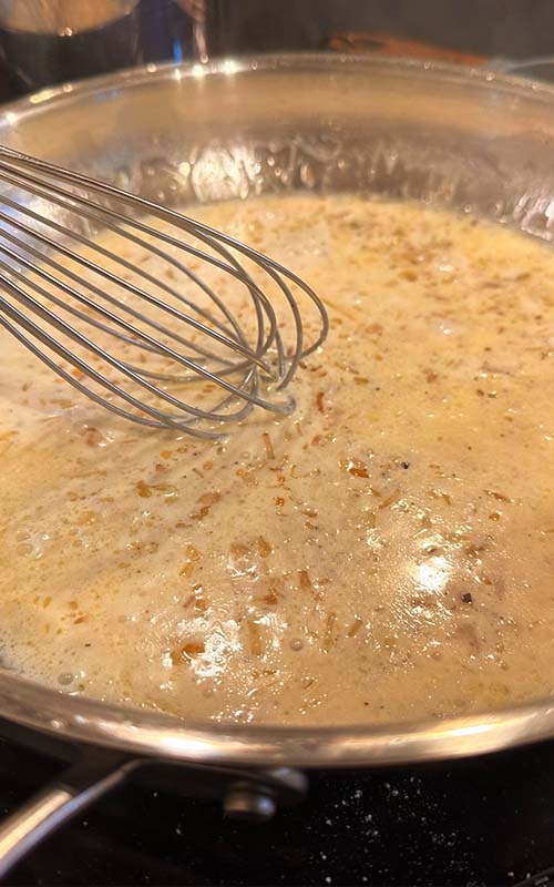 Garlic and shallot cream sauce.