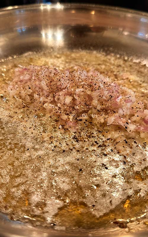 Pan frying onions and garlic