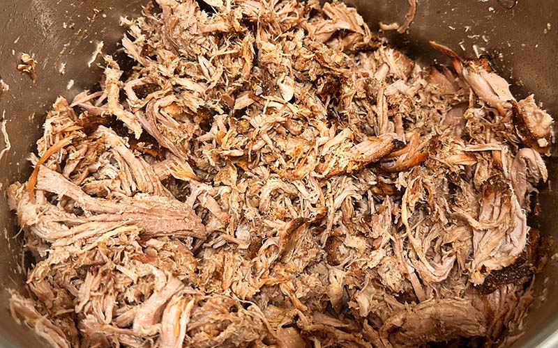 Smoked Pulled Pork ready to eat.